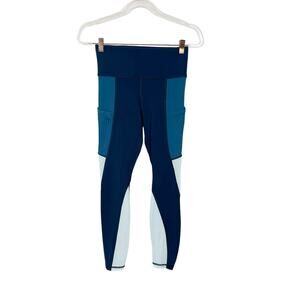 Athleta Up For Anything 7/8 Colorblock Leggings Blue Teal Mint XSmall XS Active